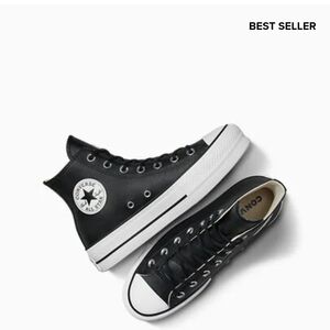 Converse Leather NWOT Chuck Taylor All Star Lift  High Top Black White Sz 6